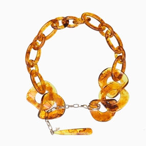 Impress Me chunky chain necklace with amber rings and drop motif-