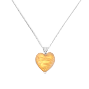 Hearty Candy κοντό ασημένιο κολιέ με ματ κίτρινη καρδιά-