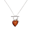 Hearty Candy long silver necklace with bronze Murrine glass heart and bar clasp