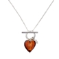 Hearty Candy long silver necklace with bronze Murrine glass heart and bar clasp-