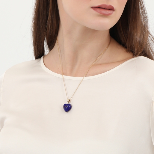 Hearty Candy short gold plated necklace with blue heart -