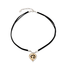 Hearty Candy short leather necklace with gold heart-