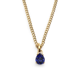 Good Vibes short gold plated chain necklace with blue crystal stone-