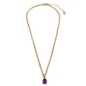 Good Vibes short gold plated chain necklace with purple crystal stone-