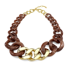 Impress Me II chunky chain necklace in brown and gold-