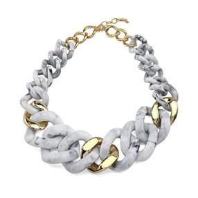 Impress Me chunky chain necklace in white and gold-