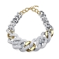 Impress Me chunky chain necklace in white and gold-