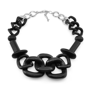 Impress Me II necklace with irregular matte black motifs-