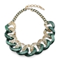Impress Me chunky chain necklace in green and gold-