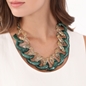 Impress Me chunky chain necklace in green and gold-