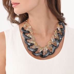 Impress Me II chunky chain necklace in black and gold-