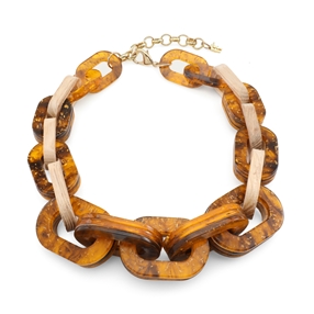 Impress Me wood and resin chain necklace-