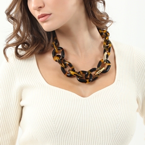 Impress Me chunky chain yellow amber necklace-