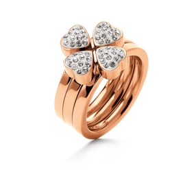 Heart4Heart Rose Gold Plated Pave Clear Crystal Stone Set Ring-