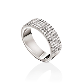 Fashionably Silver Essentials Rhodium Plated Five Row Band Ring-