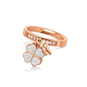 Heart4Heart Rose Gold Plated Κρυστάλλινες Πέτρες Κρεμαστό Λογότυπο Δαχτυλίδι-