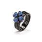Heart4Heart επιροδιωμένο σετ δαχτυλιδιών με μπλε κρυστάλλινες πέτρες-