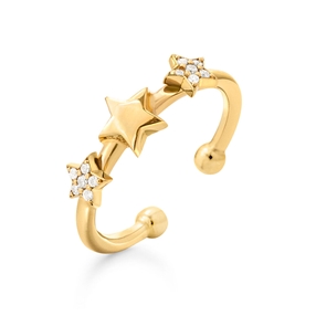 Wishing On Silver 925 18k Yellow Gold Plated Adjustable Ring-