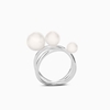 The Pearl Effect silver plated brass double ring with white shell coated The Pearl Effect 