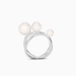 The Pearl Effect silver plated brass double ring with white shell coated The Pearl Effect -