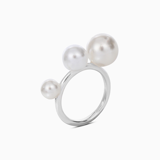 The Pearl Effect δαχτυλίδι από επαργυρωμένο ορείχαλκο και πέρλες με επικάλυψη λευκής πούδρας-