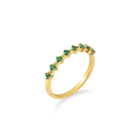Good Vibes δαχτυλίδι επιχρυσωμένο με πράσινες πέτρες-