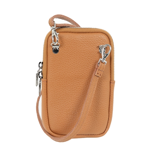 Mini Discoveries camel leather phone case-