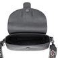 Boho Flair μαύρη δερμάτινη τσάντα με υφασμάτινο ιμάντα-