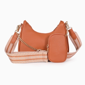 Boho Flair medium size pebbled crossbody bag with zipper-