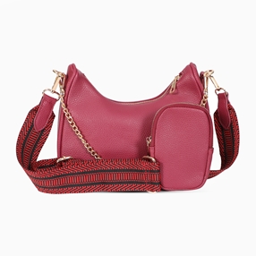 Boho Flair medium size pebbled crossbody bag with zipper-