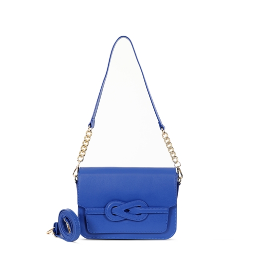 Fab n’ Classy blue leather crossbody bag with lid-