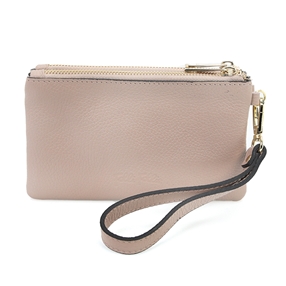 Mini Discoveries small pink leather wristlet-