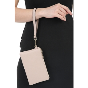 Mini Discoveries small pink leather wristlet-