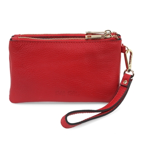 Mini Discoveries small red leather wristlet-