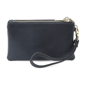 Mini Discoveries small blue leather wristlet-