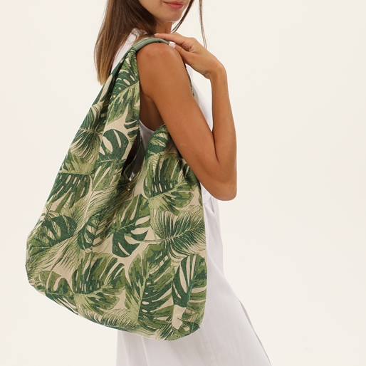 Boho Flair βαμβακερή τσάντα με φύλλα-