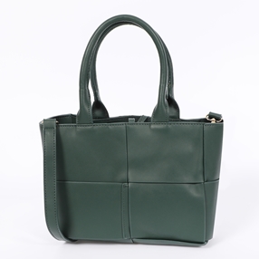 Square It green braided tote bag-