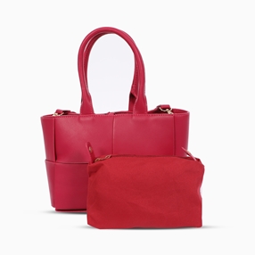 Square It red braided tote bag-