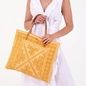 Boho Flair II Yellow Knitted Flat Tote Bag-