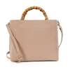 Harmony nude leather Tote bag with bamboo handles