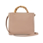 Harmony nude leather Tote bag with bamboo handles-
