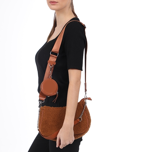 Fluffy.Me brown shoulder bag with zipper-