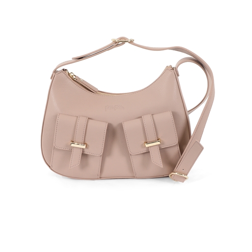 Harmony nude leather bag with pockets-