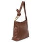 JustFab brown leather shoulder bag with zipper-