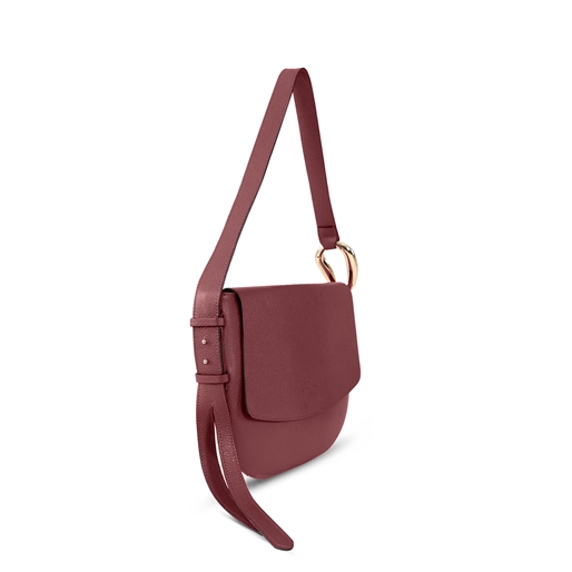 Fab n’ Classy burgundy leather shoulder bag with lid-
