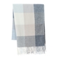 Checkered scarf from wool beige and blue-