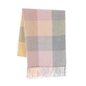 Checkered scarf from wool yellow, gray, pink-