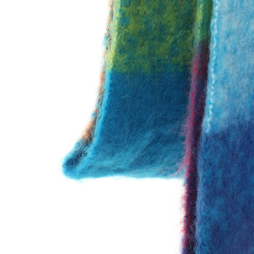 Chunky fringe scarf fuchsia-orange-blue-