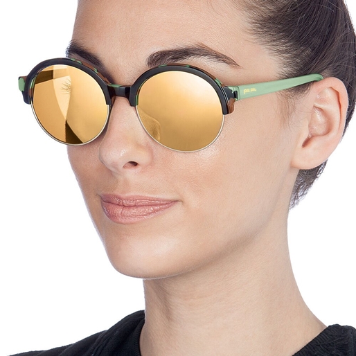 Πράσινα στρογγυλά γυαλιά ηλίου με φακούς καθρέπτη-