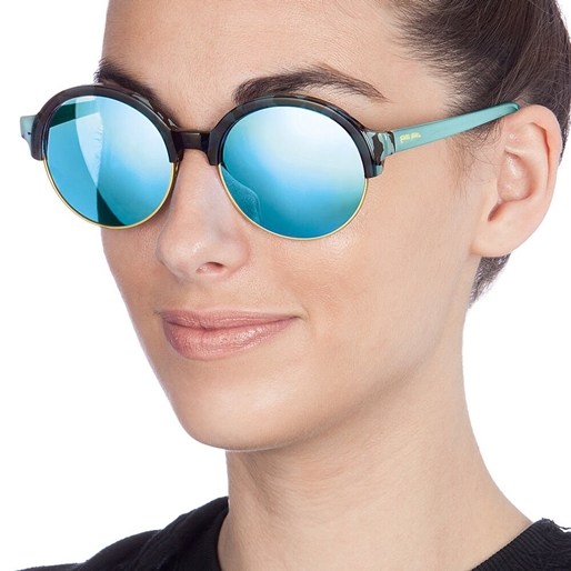 Μπλε στρογγυλά γυαλιά ηλίου με φακούς καθρέπτη-